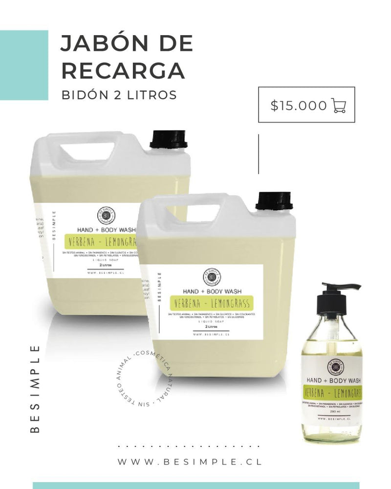 Jabón líquido Recarga Verbena Lemongrass 2lts